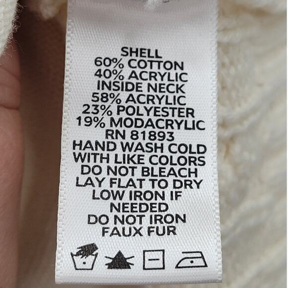 Liz Claiborne‎ Bohemian Cable Knit Faux Fur Collar Full Zip Sweater Vest - Picture 10 of 12